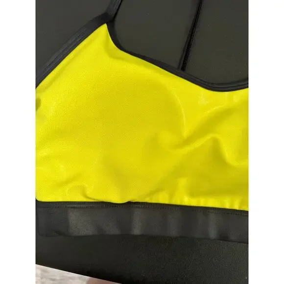 ZYIA Active Women Neon Yellow Black Activewear Sports Bra Size L Workout Running - Picture 5 of 7